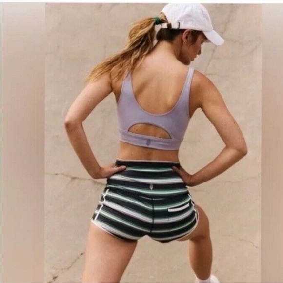 NWT Free People Movement Island Time Printed Striped Shorts Meadow Combo Sz XS - Picture 2 of 9